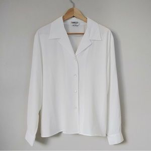 Vintage Ports International Blouse Button up Collar White